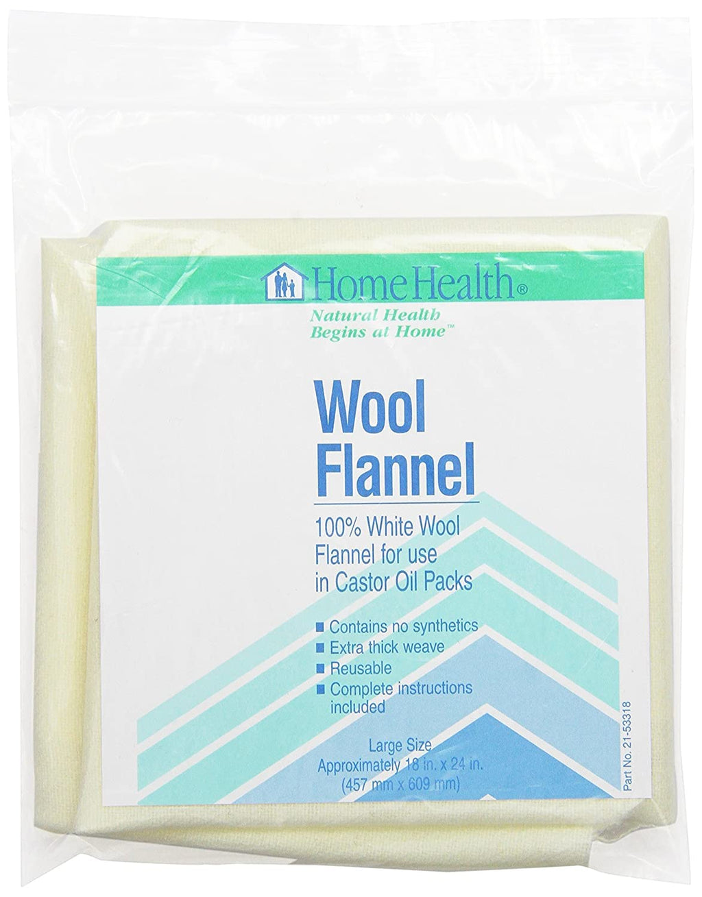 Home Health Wool Flannel - Large Size, 18 x 24 - 100% White Wool, Extra Thick Weave, Unbleached, No Synthetics, For Castor Oil P