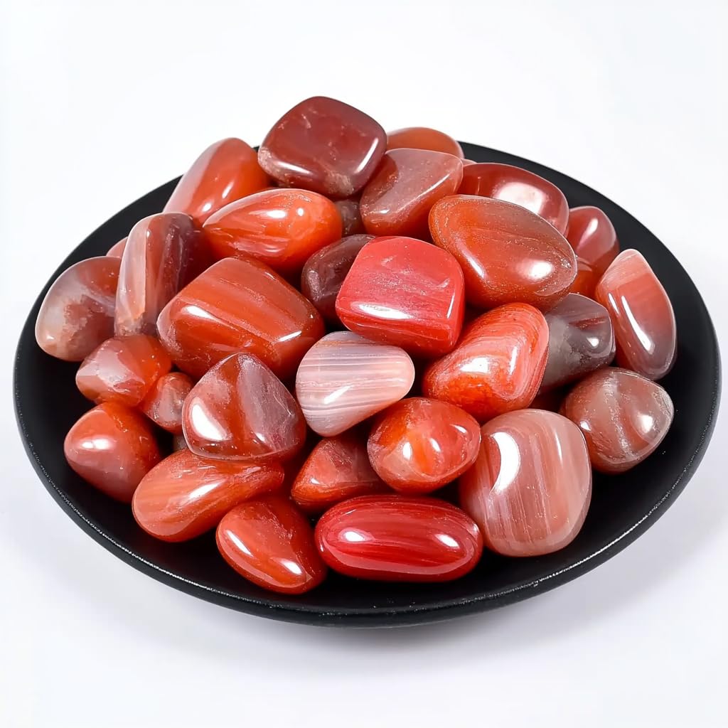SigMntun Carnelian Healing Crystal Stone Set - 24 Pieces, 0.6 Natural & Polished Stones for Healing, Meditation, Reiki, Chakra, 