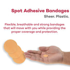Dealmed Sheer Plastic Spot Bandages - 7/8    Small Round Sterile Strips, Adhesive Outer with Non-Stick Pad, Latex Free, Wound Ca