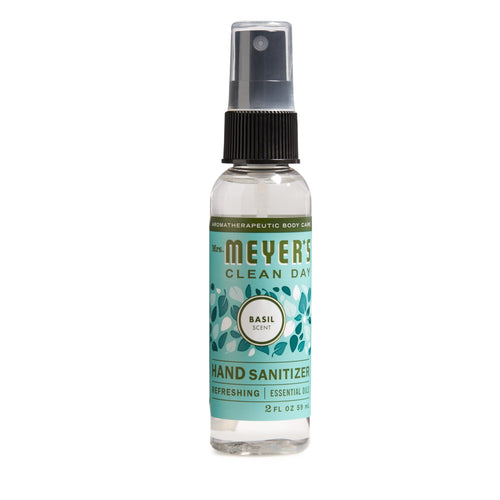 Mrs. MEYERS CLEAN DAY Antibacterial Hand Sanitizer Spray, Travel Size, Removes 99.9% of Bacteria, Basil, 2 oz