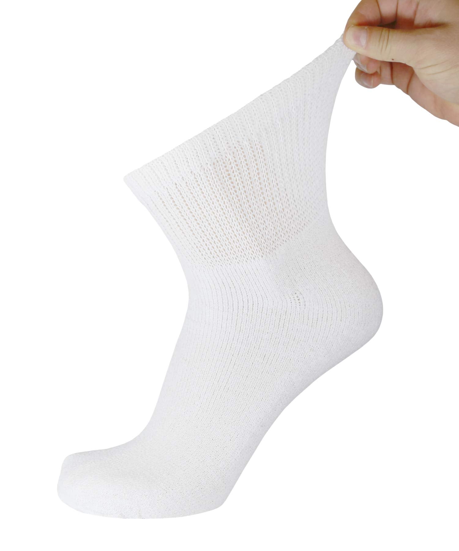 Big and Tall Diabetic Cotton Neuropathy Ankle Socks, King Size Mens Athletic Socks (13-15, Quarter White) - 3 pairs