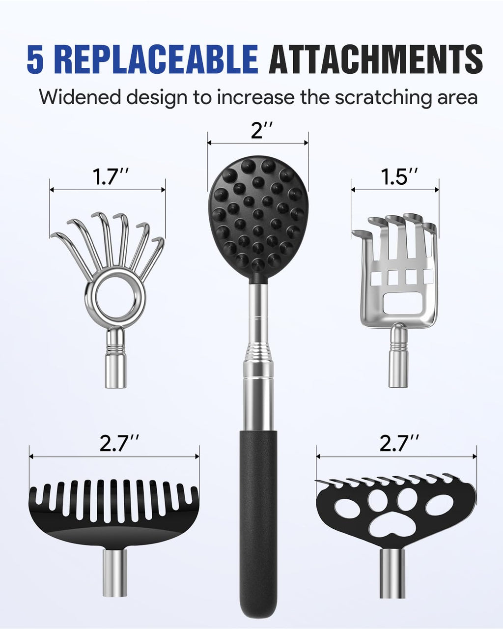 Gelibo Telescoping Back Scratcher with 5Pcs Detachable Heads,Fathers Day Dad Gifts from Wife Daughter Son,Mens Gifts,Husband, Ex