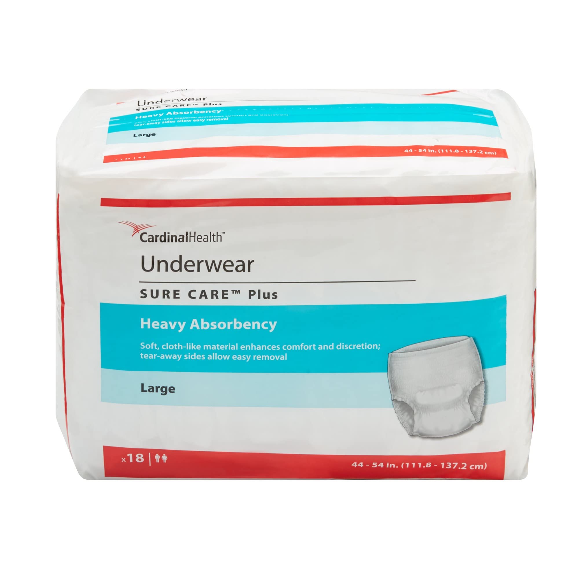 Cardinal Health Sure Care Plus Incontinence Underwear for Men and Women - Disposable Adult Diaper with Tear Away Seams - Heavy A