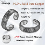 Vicmag Magnetic Copper for Women for Fingers with 4X Magnets 100% Solid Pure Copper Gift 2pcs