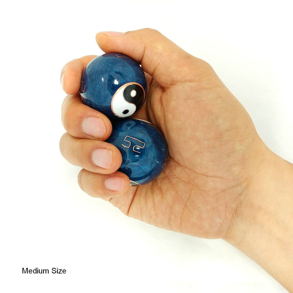 Top Chi Yin Yang Baoding Balls with Bamboo Stand (Medium 1.6 Inch)