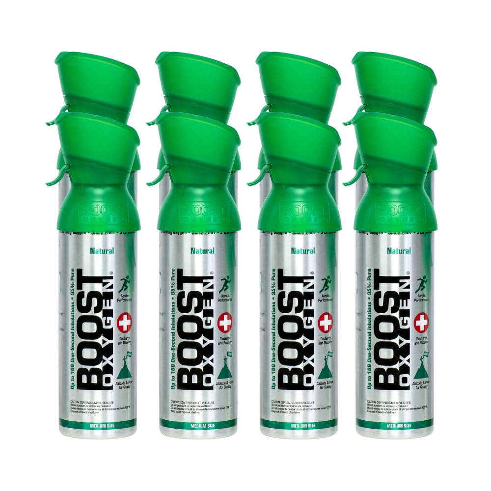 Boost Oxygen | Medium Natural 5 Liter Canister | Respiratory Support for Aerobic Recovery, Altitude, Performance and Health (8 P