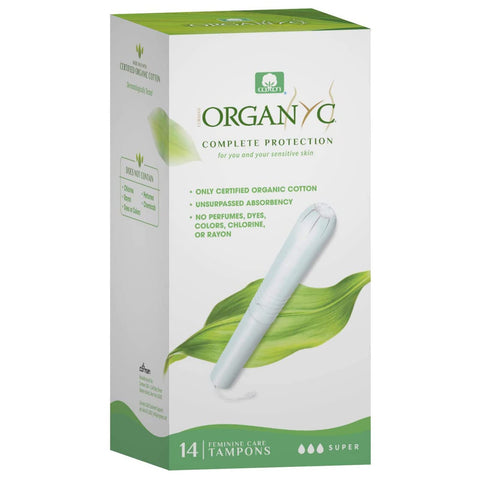 Organyc 100% Certified Organic Cotton Tampons - Cardboard Applicator, Free from Chlorine, Perfumes, Rayon, and Chemicals - Super