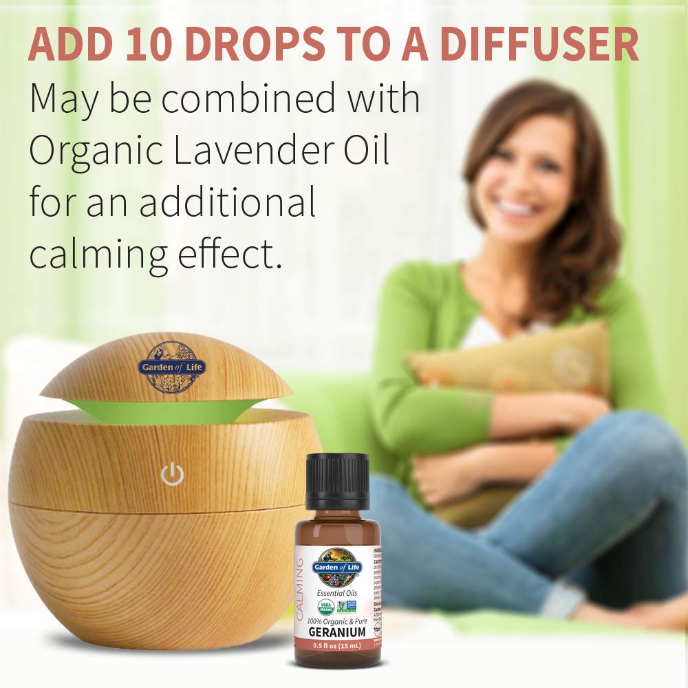 Garden of Life Essential Oil, Geranium 0.5 fl oz (15 mL), 100% USDA Organic & Pure, Clean,Undiluted for Diffuser,Aromatherapy,Me