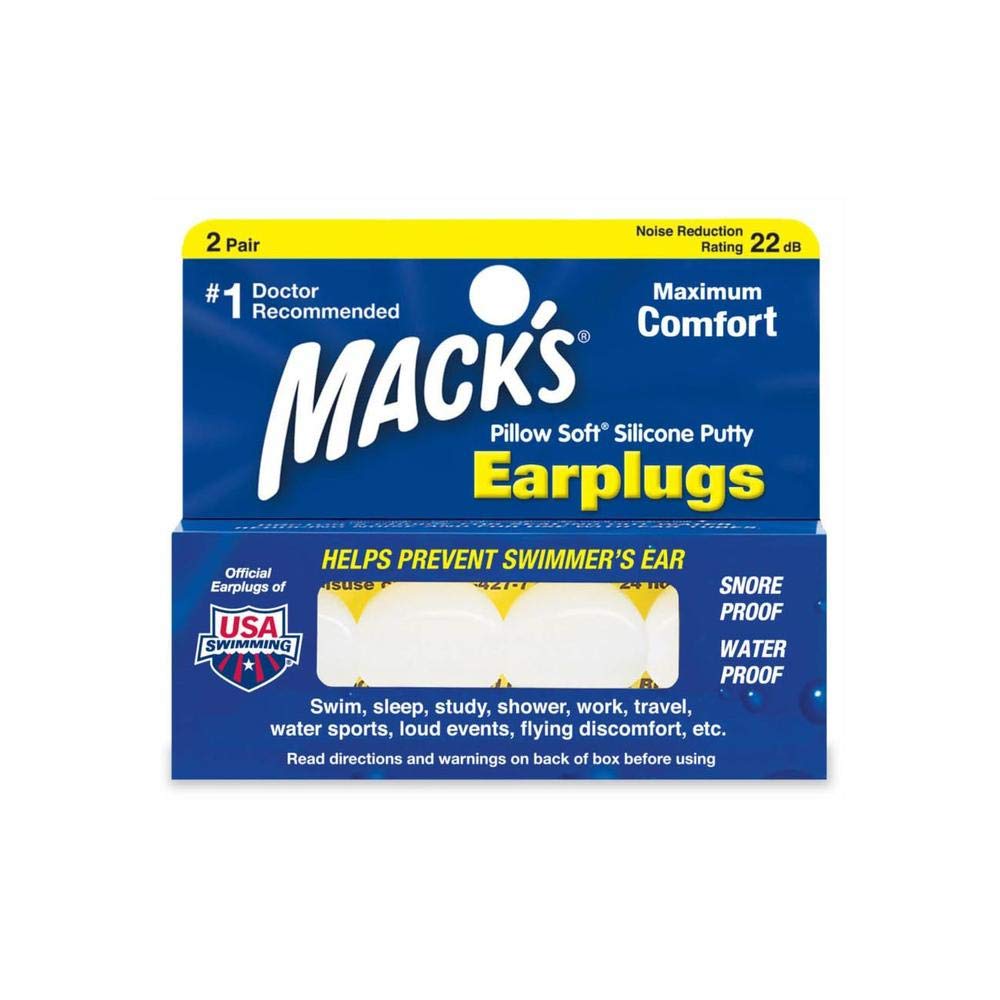 Macks Pillow Soft Silicone Earplugs, 2 Pair - The Original Moldable Silicone Putty Ear Plugs for Sleeping, Snoring, Swimming, Tr