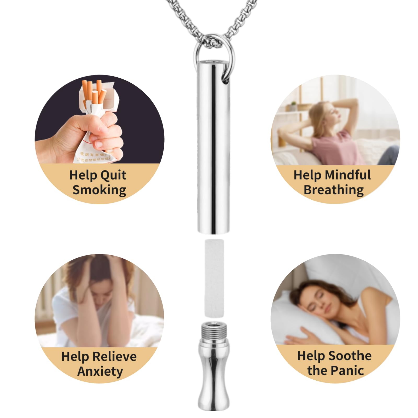 AD ADASTONE Breathing Necklace to Quit Smoking and Vaping with Refillable Mint Pods Stop Smoking Aids Fidget Necklace Smokeless