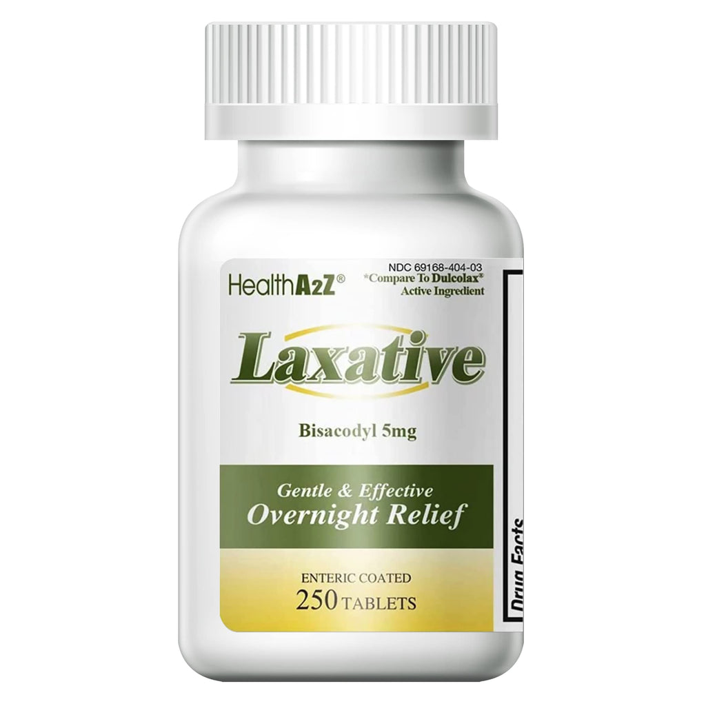 HealthA2Z Laxative Bisacodyl 5mg | 250 Counts | Gentle and Fast Overnight Relief for Constipation