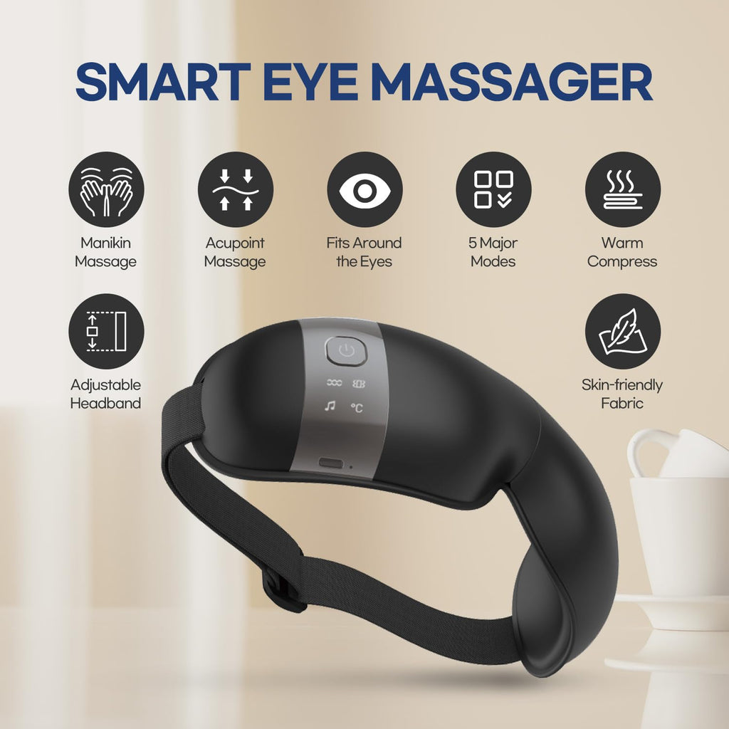 HuBDIC HubiCare Eye Massager with Heat, Vibration, and Music Helps Relieve Strain, Dark Circles, Dryness, and for Migraine Relie