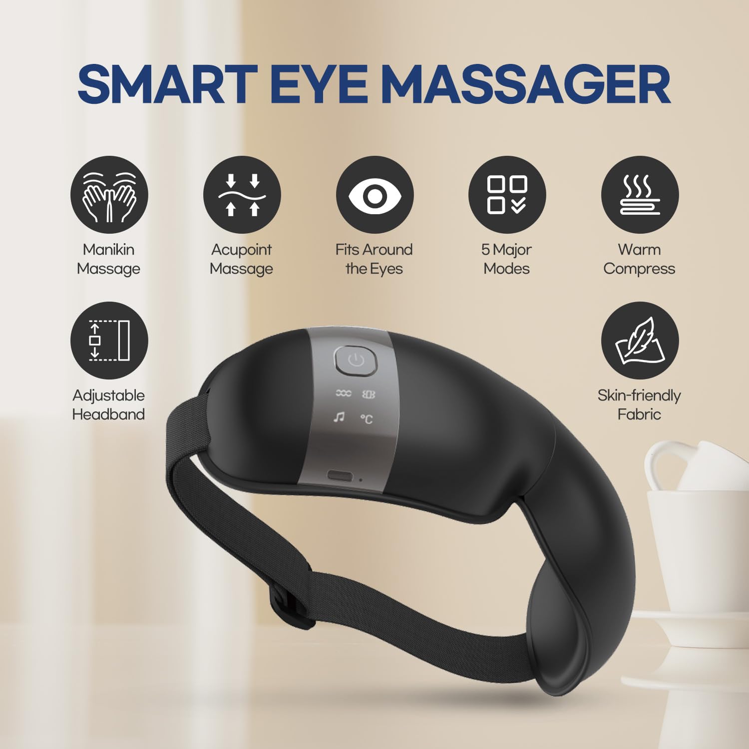 HuBDIC HubiCare Eye Massager with Heat, Vibration, and Music Helps Relieve Strain, Dark Circles, Dryness, and for Migraine Relie