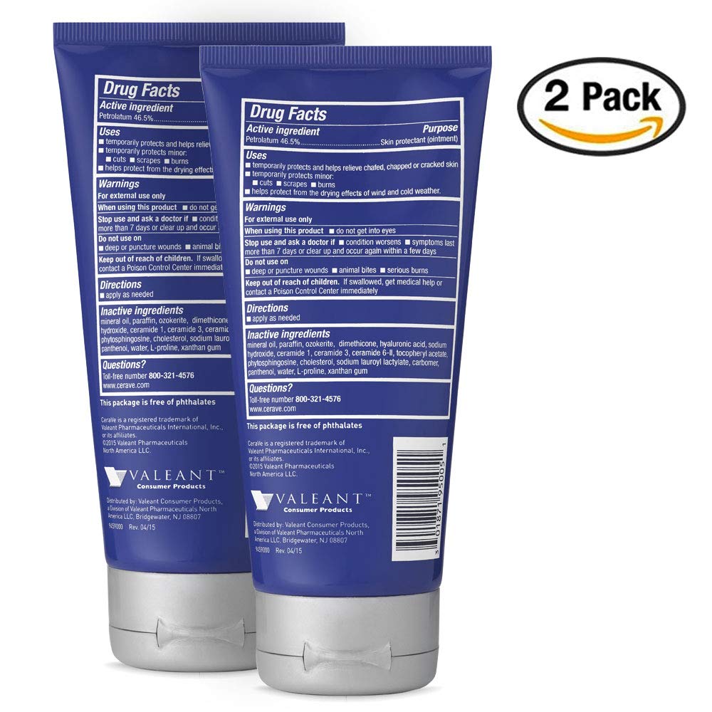 CeraVe Healing Ointment | 2 Pack (5 Ounce Each) | Cracked Skin Repair Skin Protectant with Petrolatum Ceramides | Lanolin & Frag