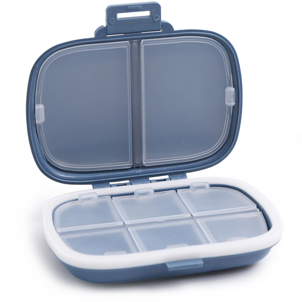 MEACOLIA Travel Pill Organizer, 1 Pack 8 Compartments Daily Pill Case Small Pill Box for Pocket Purse, Portable Pill Container M