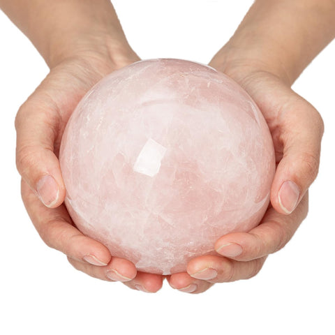 MOGEMT Large Rose Quartz Crystal Sphere Natural Pink Healing Crystal Ball with Stand Meditation Decorative Balls Home Decor 100-