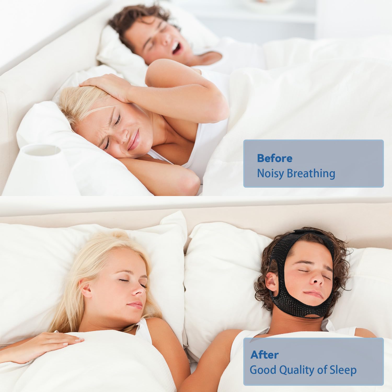 Chin Strap for CPAP Users,Chin Strap for Snoring,Adjustable & Breathable Anti Snoring Chin Strap for Sleeping, Jaw Strap for Sle