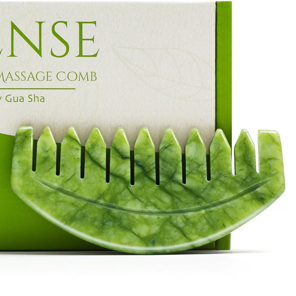 LEOSENSE Scalp Massage Comb, Scalp Massager for Hair Growth, Head Scratcher for Itchy Scalp, Natural Gua Sha Jade Stone for Stre