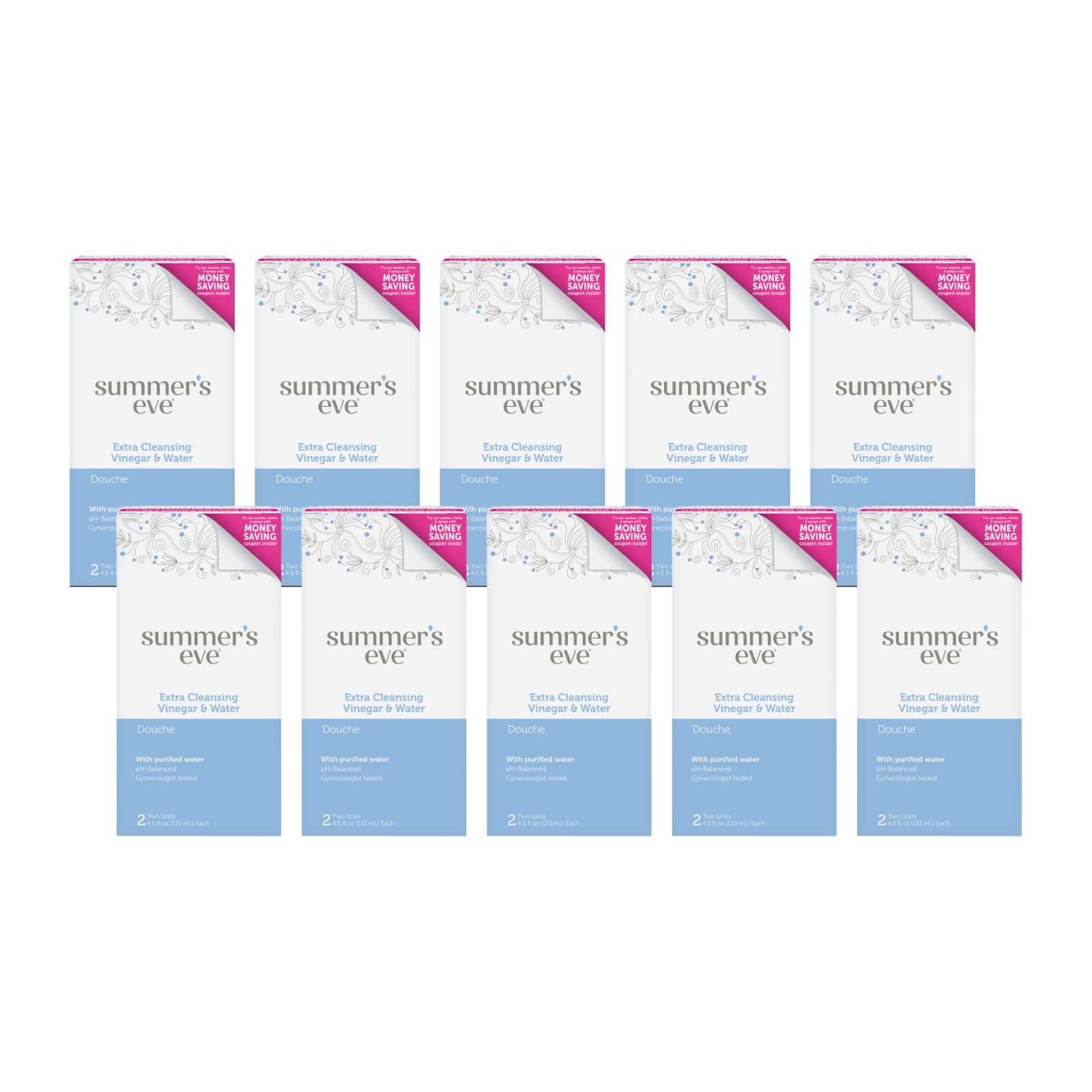 Summer's Eve Extra Cleansing Vinegar & Water Douche 2 Ct (Pack of 10)
