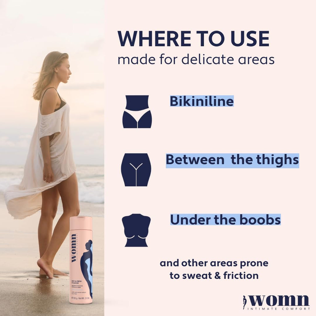 womn Intimate Comfort Dry & Fresh Powder - Talc-Free Body Powder Against Moisture, Chafing & Odor, 3.5 Oz