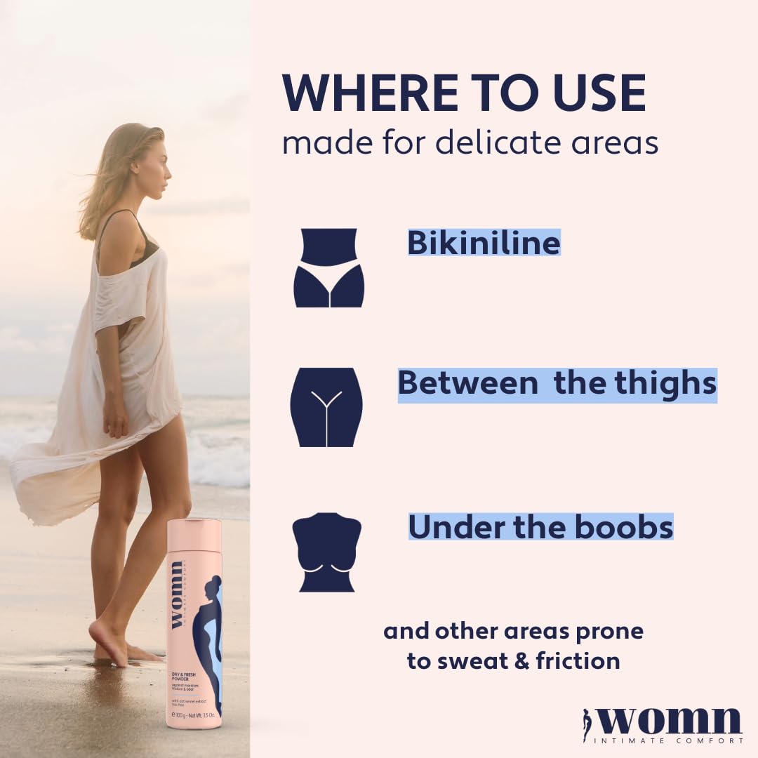 womn Intimate Comfort Dry & Fresh Powder - Talc-Free Body Powder Against Moisture, Chafing & Odor, 3.5 Oz