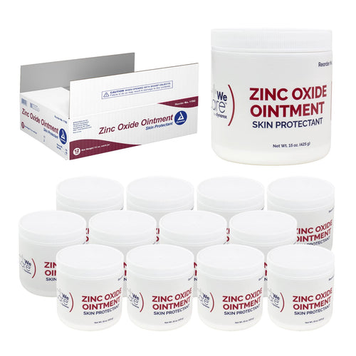 Dynarex 1192 Zinc Oxide Ointment, Soothes, Prevents, White, 15 oz. Jar, Pack of 12