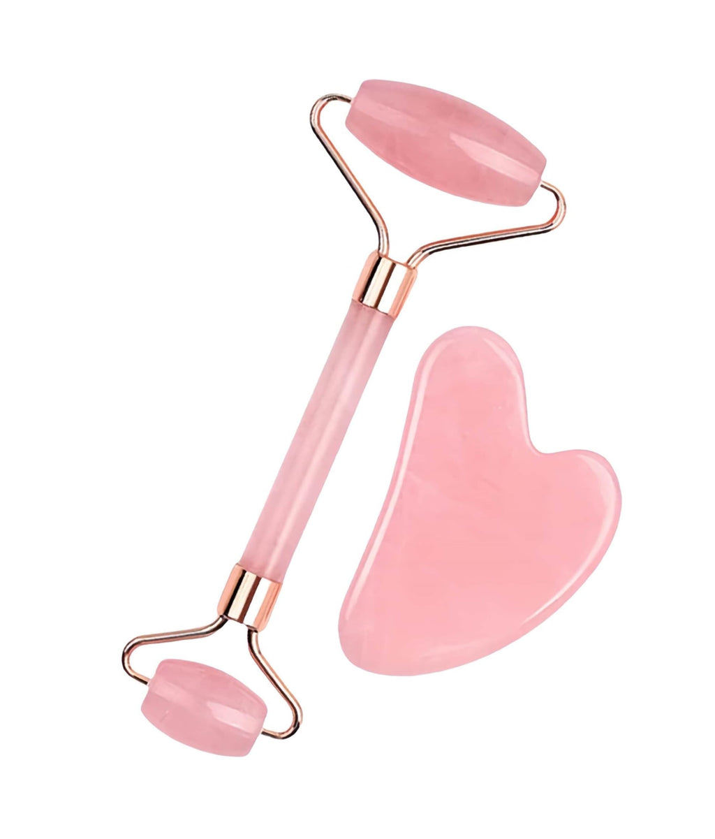 Bolithui Jade Roller Massage Stick & Gua Sha Set - 100% Natural Stone Facial Massage Tools for Lymphatic Drainage, Anti-Puffines