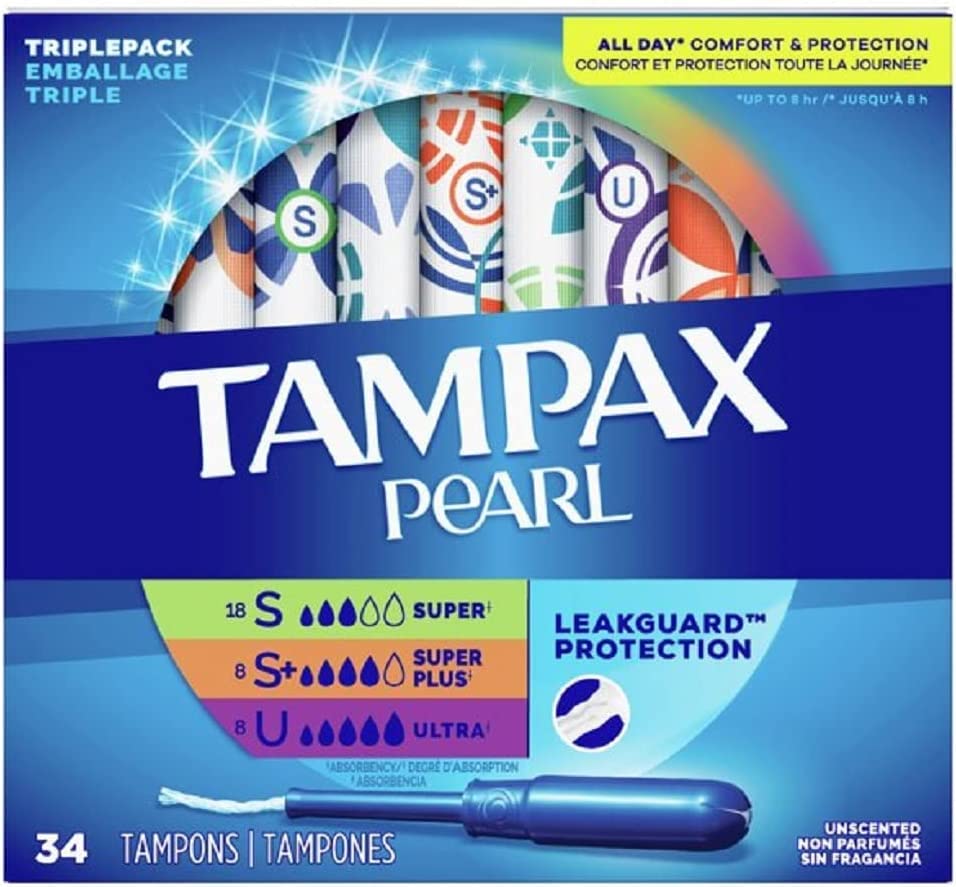Tampax Pearl Tampons Bundle: Super/Super Plus/ Ultra Absorbency Multipack/ Variety Pack (34 Count) and Ultra Pack (45ct) Unscent