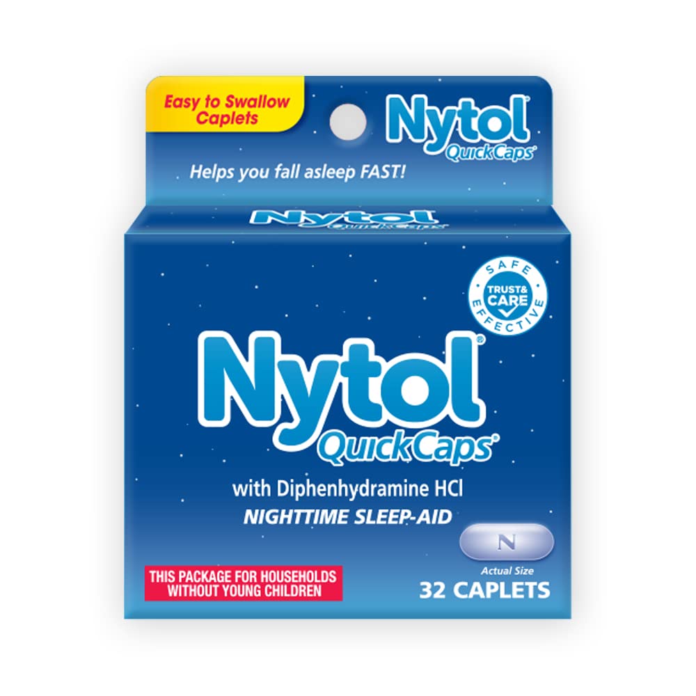 Nytol Quick Caps Nighttime Sleep Aid, Helps You Fall Asleep Fast, 32 Caplets