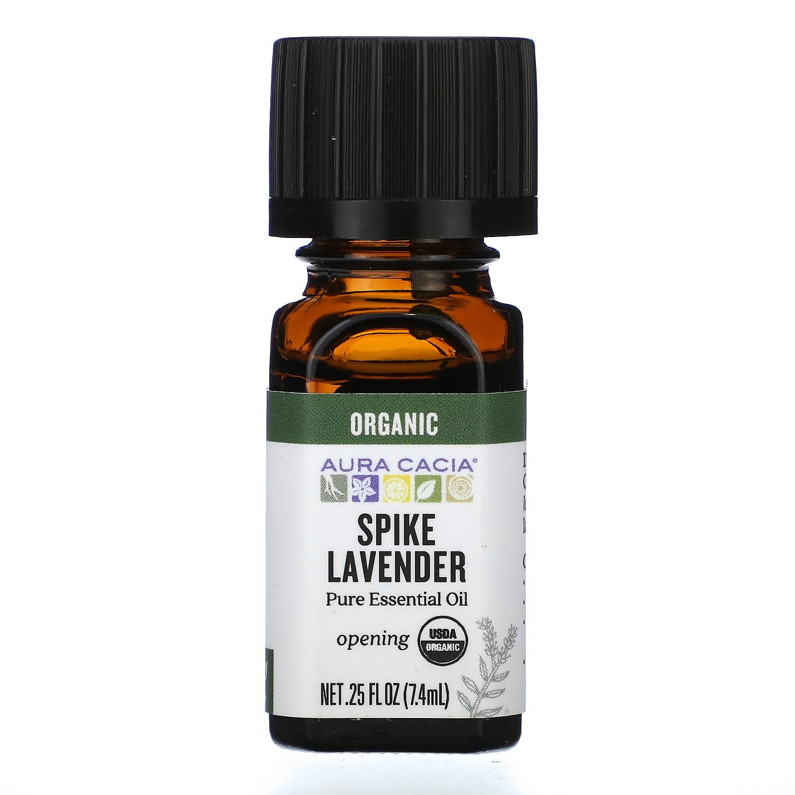 Aura Cacia Certified Organic Pure Spike Lavender Essential Oil | 0.25 fl. oz. | Lavandula latifolia