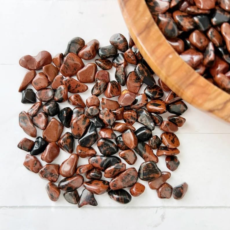 Indian Consigners Natural Crushed Polished Tumbled Gem Stone Chips, Decoration & Healing Crystals (Mahagony)
