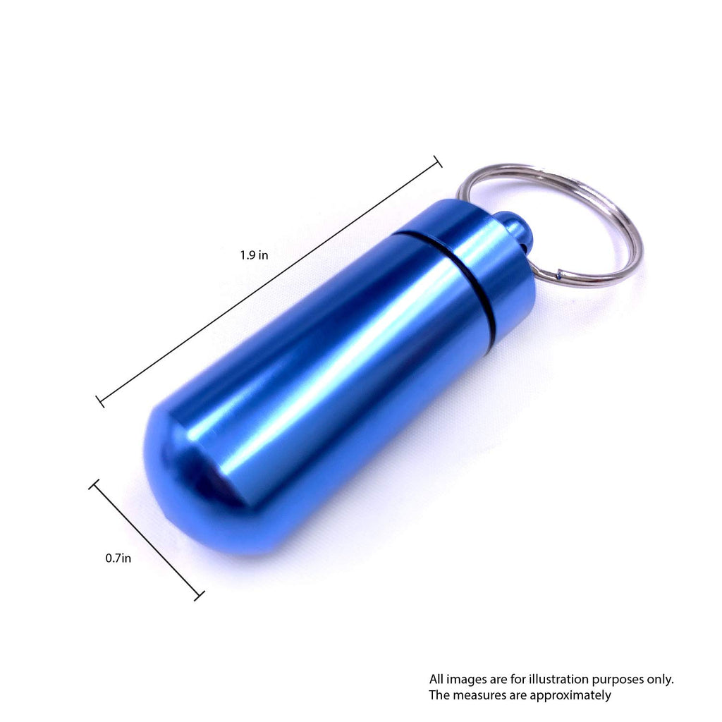 Deke Home - Keychain Pill Holder (5 Pack), Aluminium Small Pill Case, Waterproof Pill Bottle Organizer, Portable Mini Travel Con