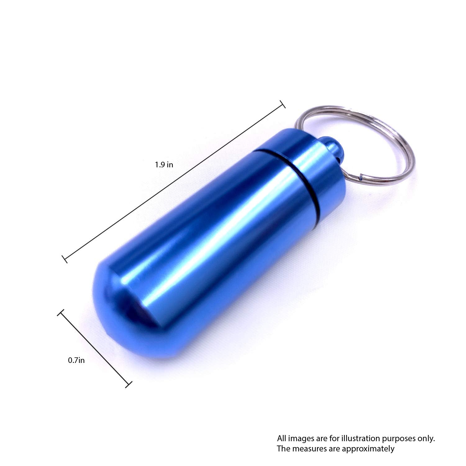 Deke Home - Keychain Pill Holder (5 Pack), Aluminium Small Pill Case, Waterproof Pill Bottle Organizer, Portable Mini Travel Con