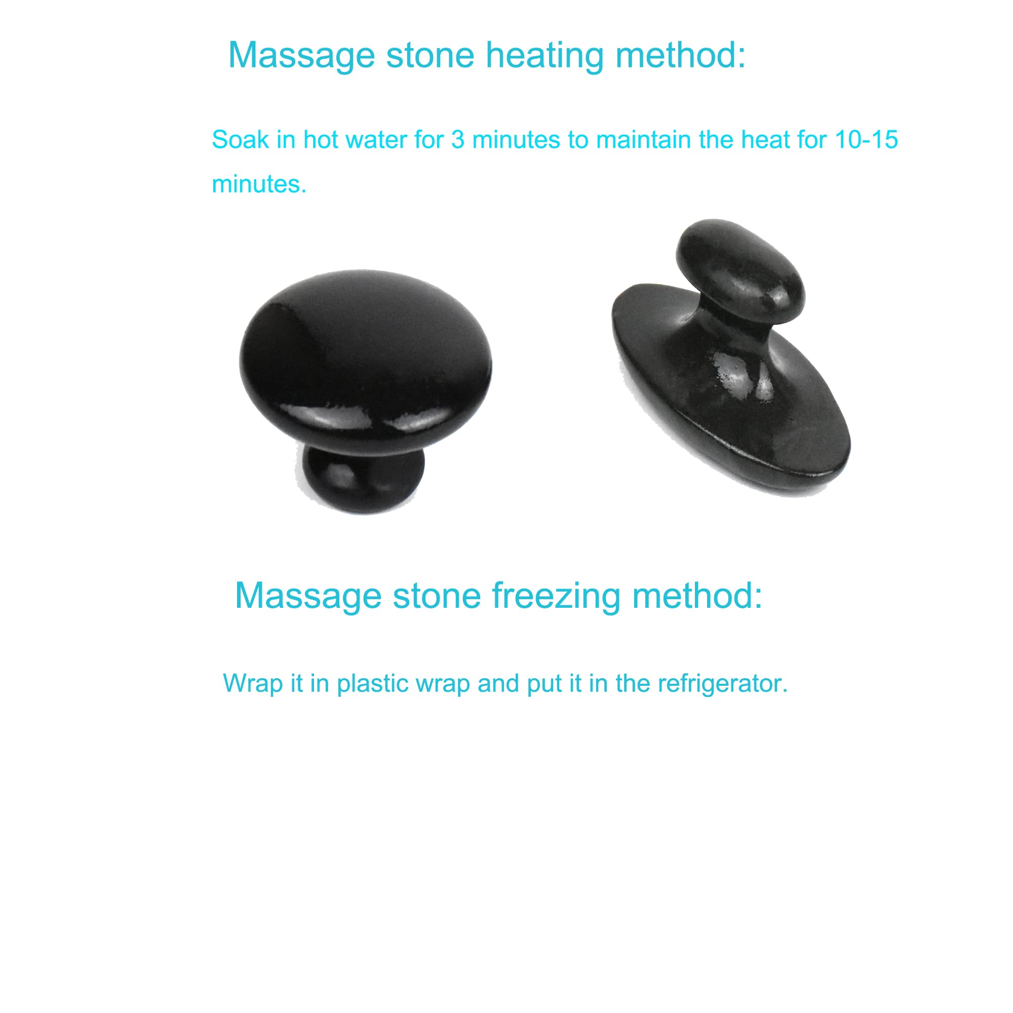 Windfulogo 2 Pcs Long Mushroom Shaped Massage Stones Natural Bian Stone Hot Rock for Spa Massage Black