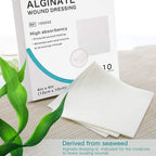 Dimora Calcium Alginate Wound Dressing, 4 x 4 Patches,10 Individual Sterile Pads, Soft and Highly Absorbent Dressing Gauze,