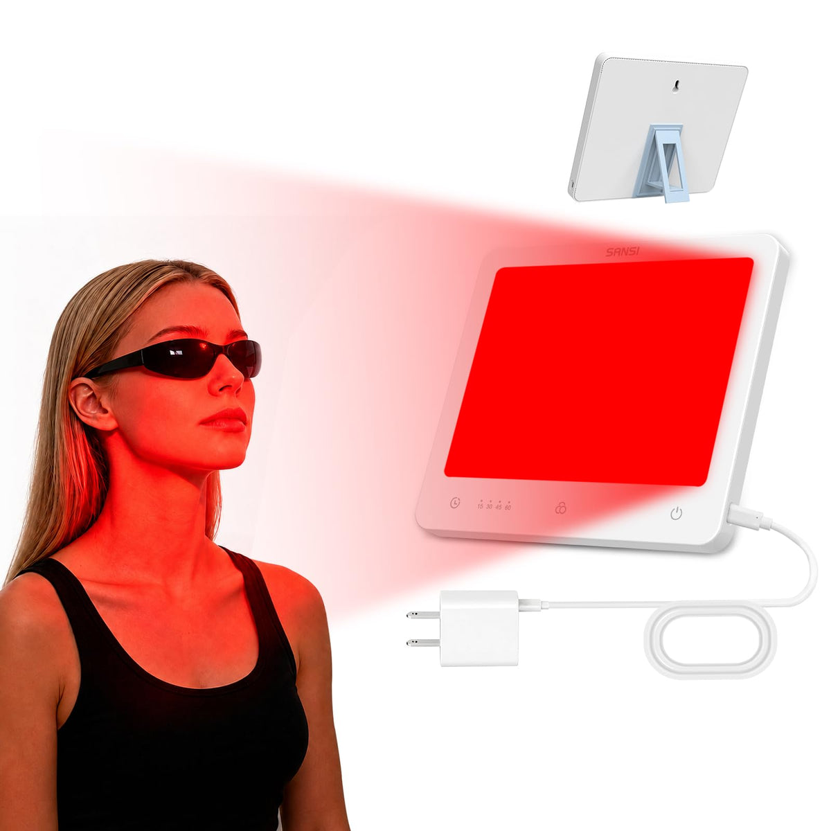 SANSI Red Light Therapy Panel for Face, 660nm 850nm NearInfrared Lamp