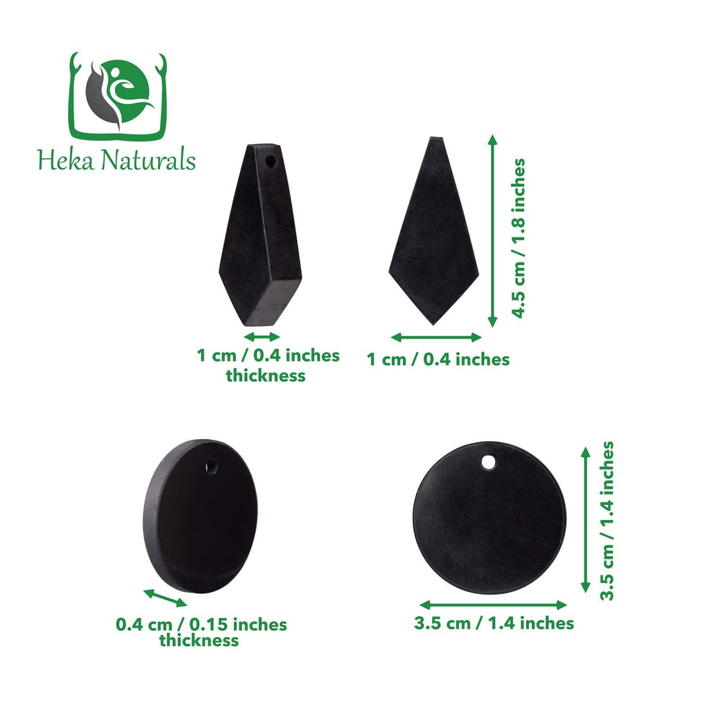 Heka Naturals Shungite Crystal Necklace Pendants Set | Healing Crystals & Chakra Necklace - Gemstone Jewelry for Men & Women - S