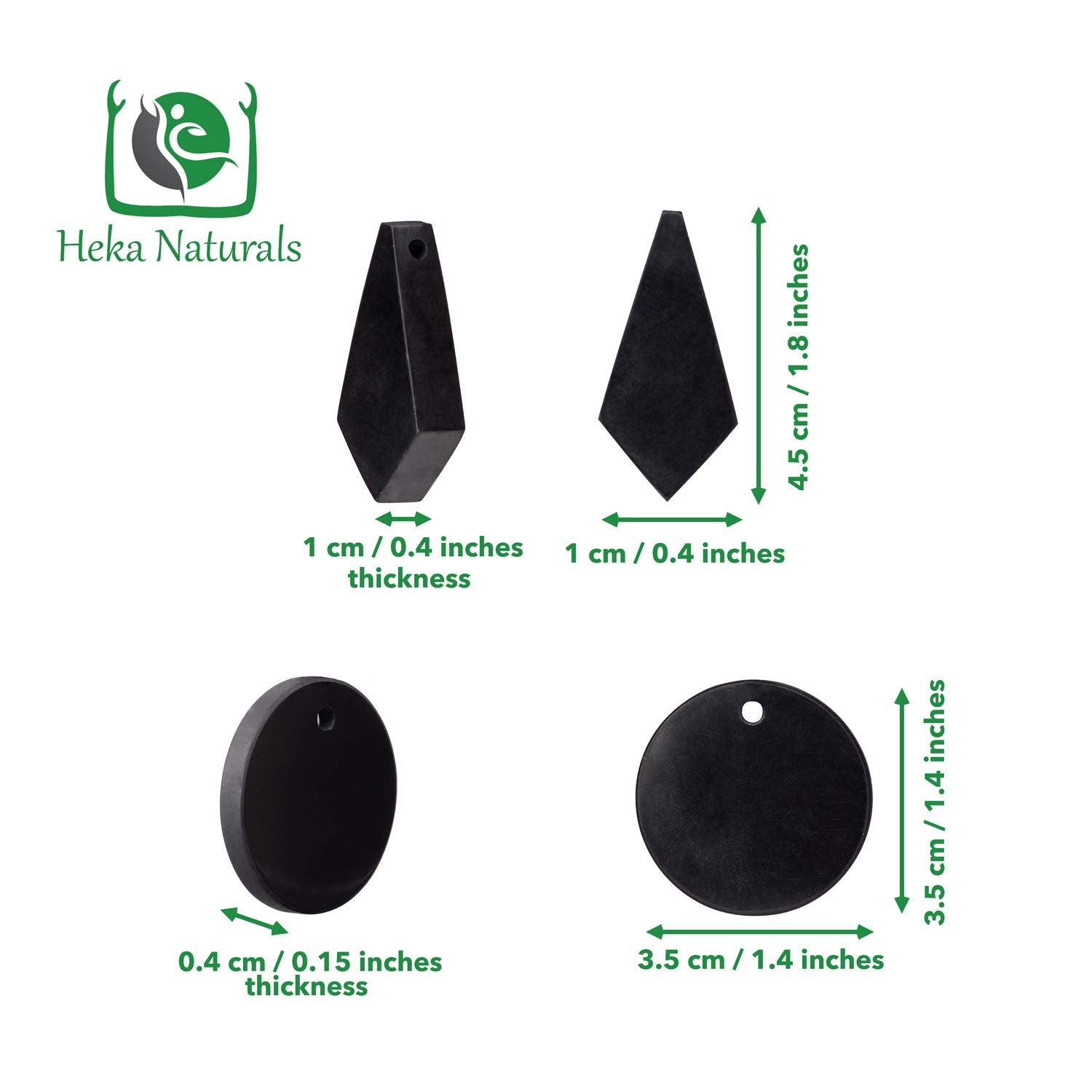 Heka Naturals Shungite Crystal Necklace Pendants Set | Healing Crystals & Chakra Necklace - Gemstone Jewelry for Men & Women - S