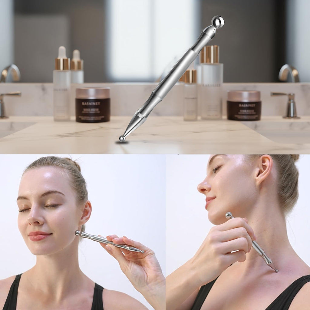 BYYDDIY Stainless Steel Dual Head Facial Reflexology Tools,Body Point Probe Pen &Trigger Point Massager Tool for Deep Tissue (P-