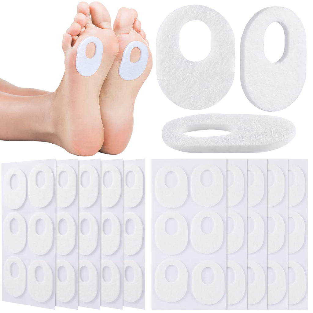 WILLBOND 60 Pcs Callus Pads Soft Felt Callus Oval Shape Corn Pads for Bottom of Foot Adhesive Foot Corn Pads for Men and Women F