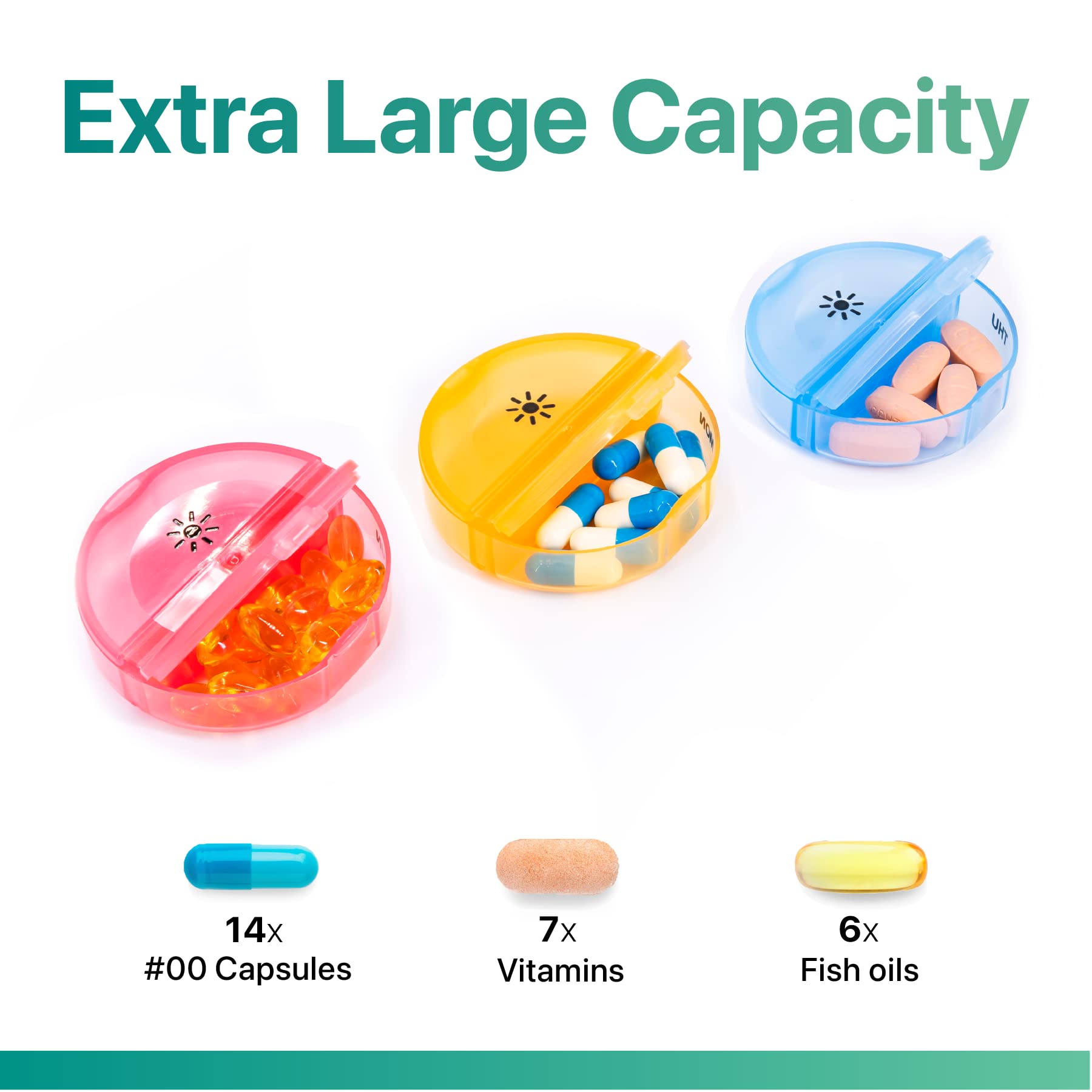 Sukuos Weekly Pill Organizer 7 Day 2 Times a Day, Large Daily Pill Box Easy to Open, BPA Free AM PM Pill Case for Medicine/Vitam