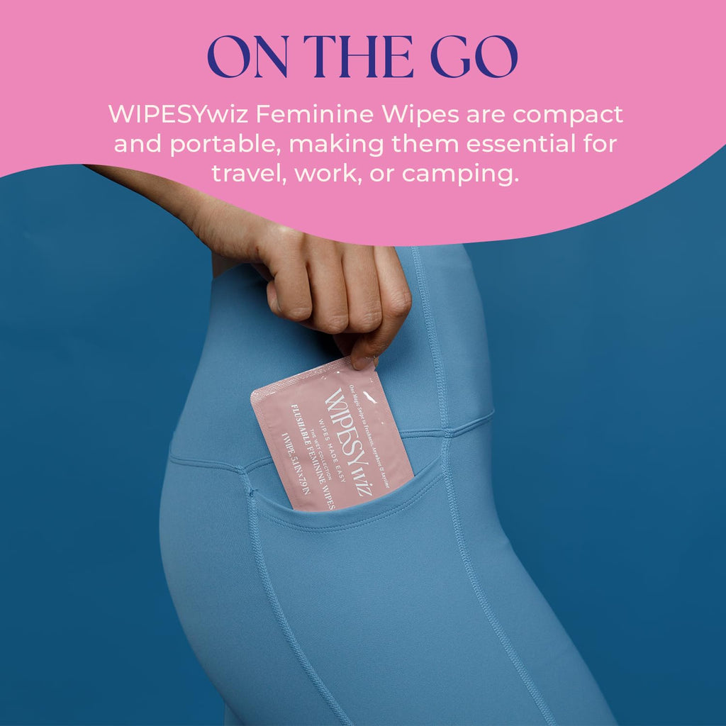 40 Count Flushable Feminine Wipes, Individually Wrapped Intimate Cleansing Wipes for Women | Travel Size For Period and Everyday