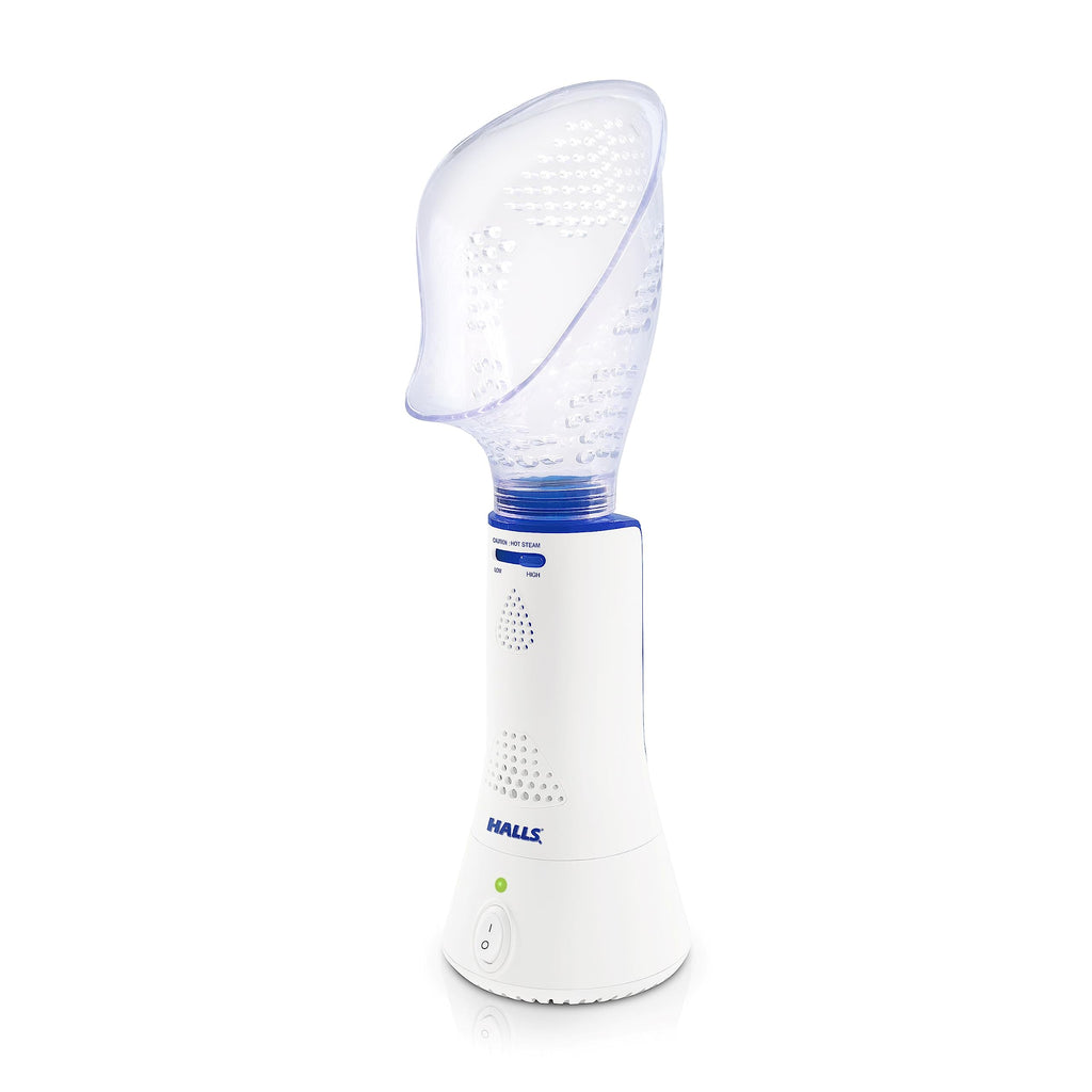 Crane x HALLS Corded Personal Steam Inhaler for Sinus, Congestion, Cough, & Cold Relief, Vapor Pad Compatible, White