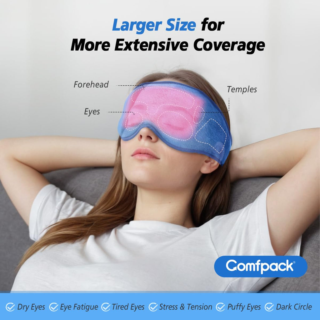 Comfpack Microwave Heated Eye Mask for Dry Eyes, Moist Eye Warm Compress for Dry Eye Therapy Mask with Washable Cover, Cordless