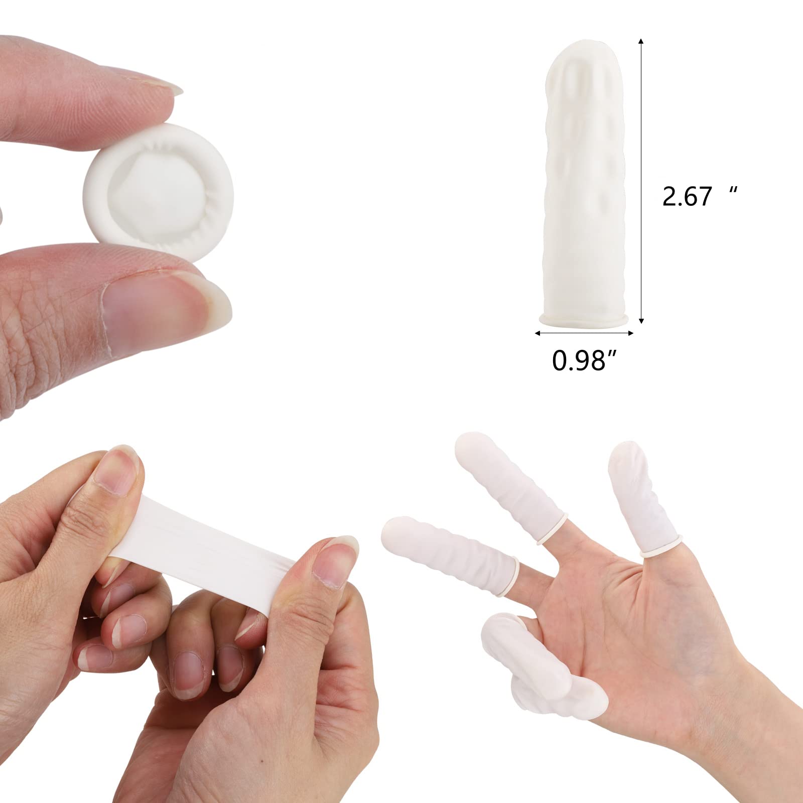 BTYMS 400 Count Latex Finger Cots Medium Fingertip Gloves Disposable Finger Rubber Tips Protector Anti-Static