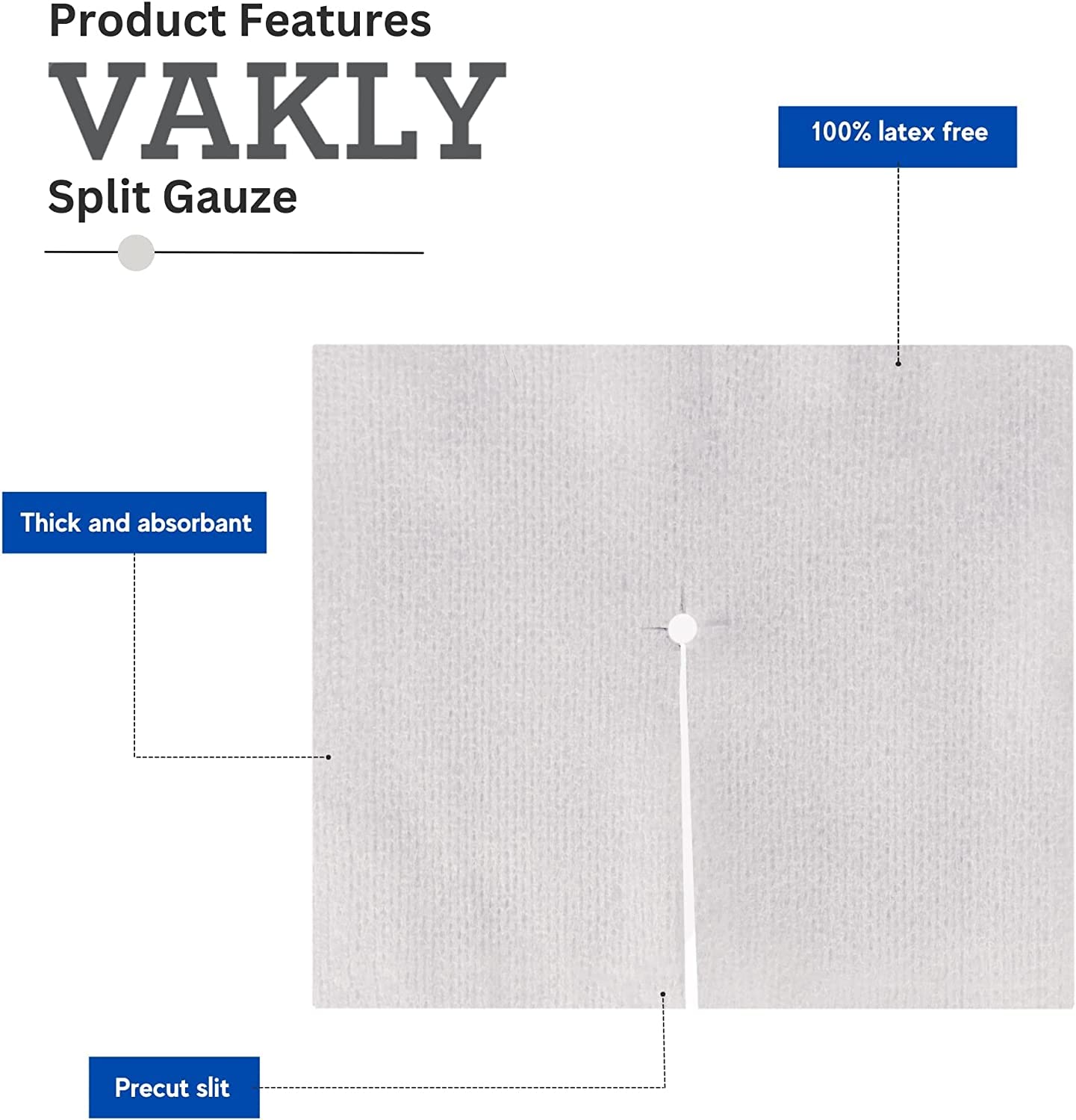 Split Drain Sponge Gauze 4x4 Sterile 6 Ply Pads [Pack of 100] Absorbent Precut 4X4 Non-Woven Slit Bandage for I.V. Tracheostomy