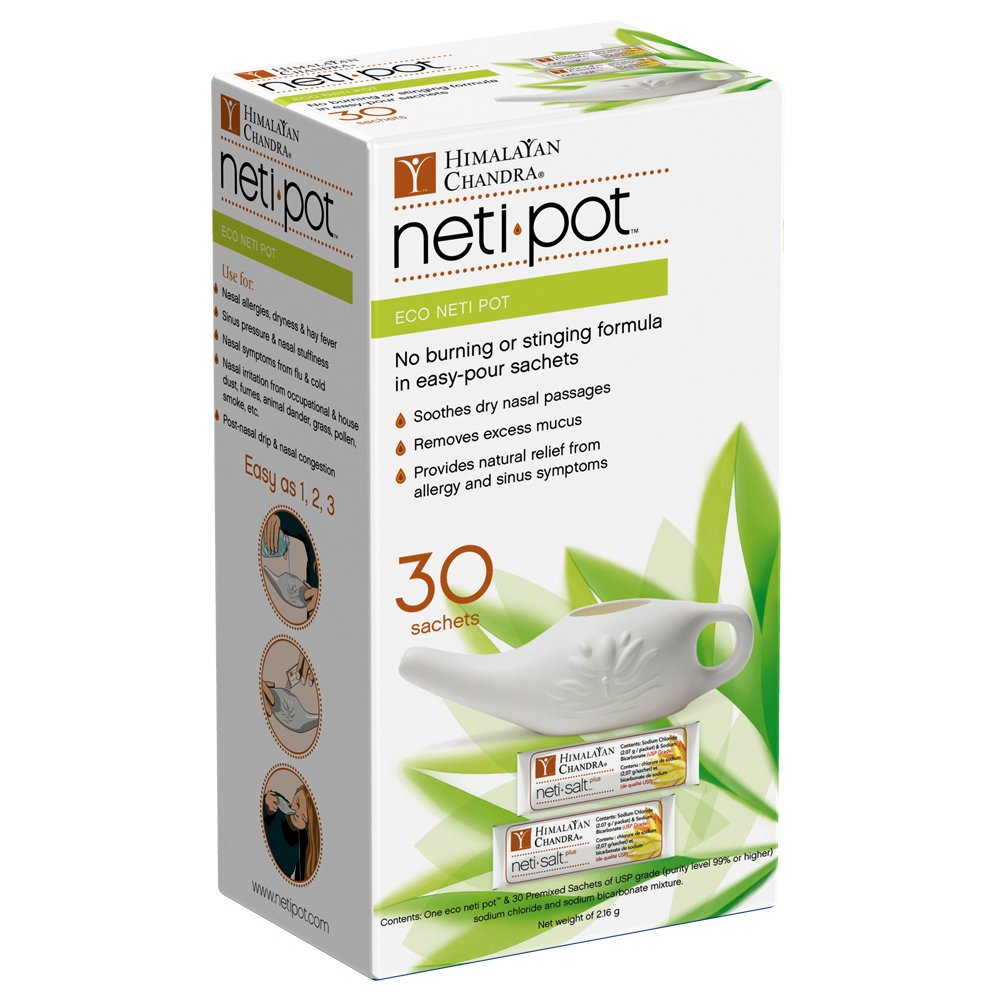 Himalayan Sinus Rinse Eco Neti Pot with 30 Sachets, 7 Ounce