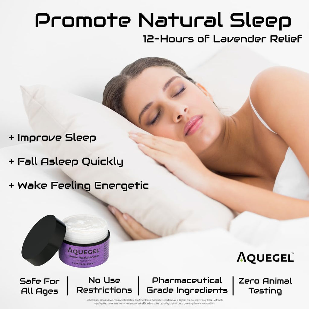 Aquegel Nasal Moisturizer+Lavender (Sleep Easy), 12-Hour Nasal Dryness Relief, Water Based Nose Gel, Oxygen Therapy Nasal Moistu