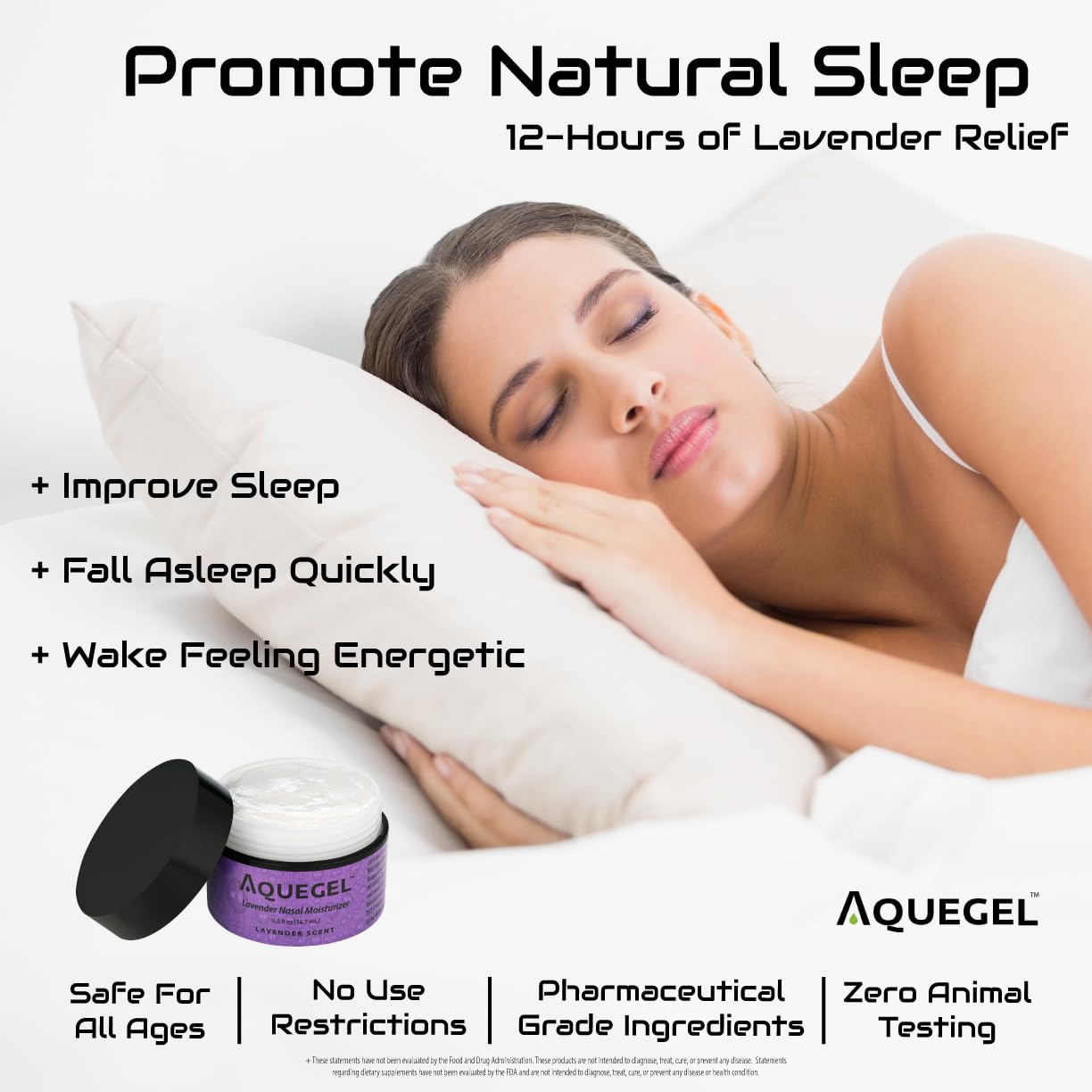 Aquegel Nasal Moisturizer+Lavender (Sleep Easy), 12-Hour Nasal Dryness Relief, Water Based Nose Gel, Oxygen Therapy Nasal Moistu