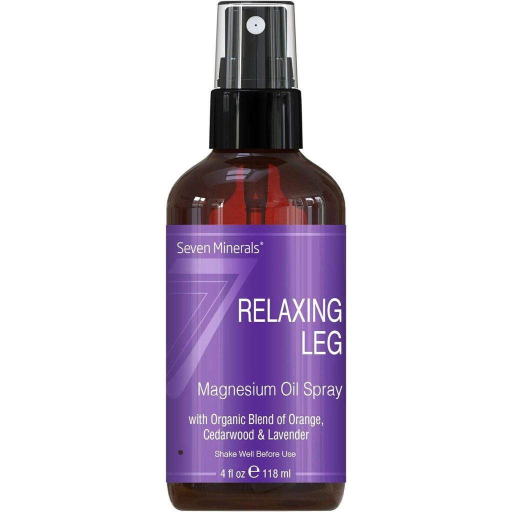 Seven Minerals Relaxing Leg Magnesium Spray, Powerful Blend of Essential Oils (Orange, Cedarwood, & Lavender), That Calms Legs N